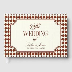 Livro De Visitas Luxo Antigo Dinheiro Borgonha Casamento Vintage