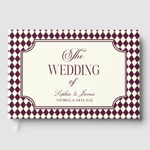 Livro De Visitas Luxo Antigo Vinho Marfim Casamento Vintage