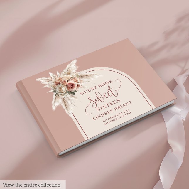 Livro De Visitas Luxurious Boho Dusty Pink Pampas Floral Sweet 16th (Luxurious Boho Dusty Pink Pampas Floral Sweet 16th Guest Book)