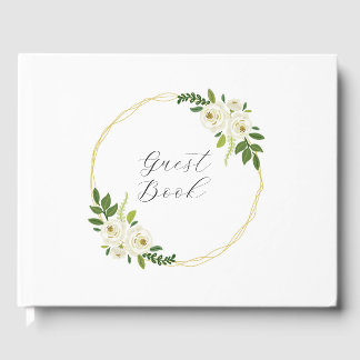 Livro De Visitas Luxury White Rose Floral Frame 