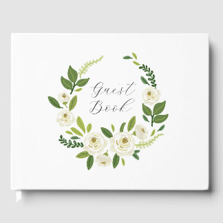 Livro De Visitas Luxury White Rose Floral Frame 