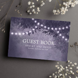 Livro De Visitas Luzes de Árvore Rústica Roxa para Casamento