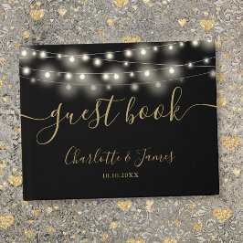 Livro De Visitas Luzes de Corda Ouro Preto Assinatura Casamento