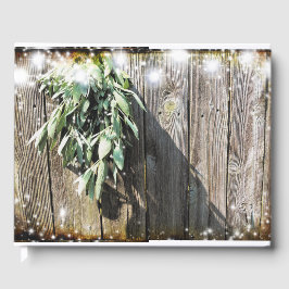 Livro De Visitas Luzes de Natal em madeira de celeiro de Salva Recé