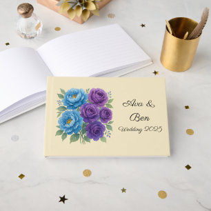 Livro De Visitas Lyons Blue Peony e Fig Purple Rosa Weding