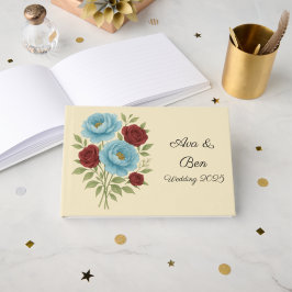 Livro De Visitas Lyons Blue Peony e Fig Purple Rosa Weding