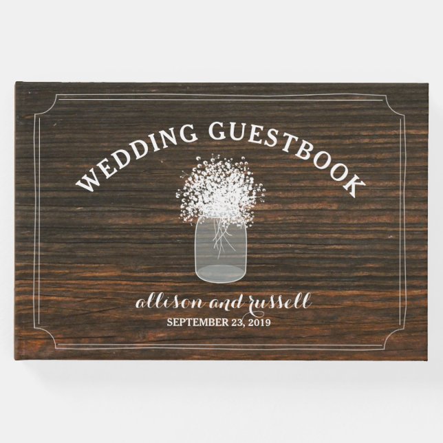 Livro De Visitas Madeira Celestial + Guestbook de Casamento Respira (Frente)
