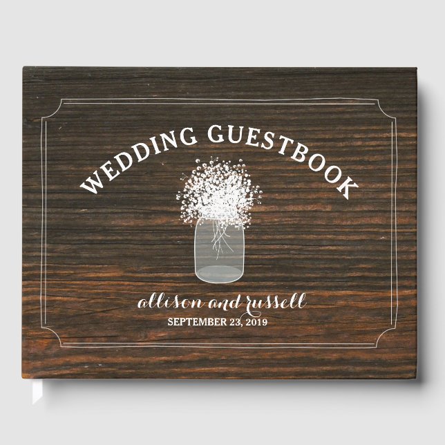 Livro De Visitas Madeira Celestial + Guestbook de Casamento Respira (Frente)