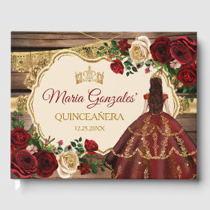 Livro De Visitas Madeira Floral Russa Floral Espanhola Mis Quince