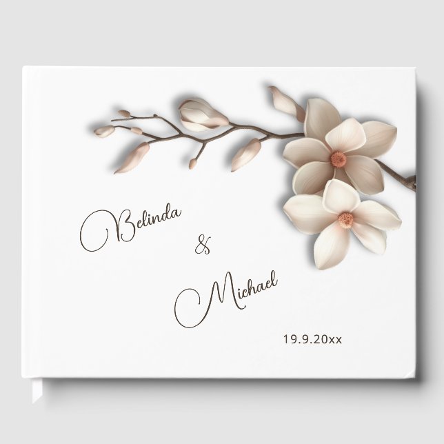 Livro De Visitas Magnólia em 3D | Casamento (Frente)