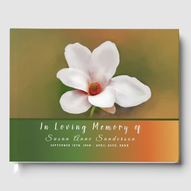 Livro De Visitas Magnolia Fllower Funeral Memorial Guest Book (Frente)