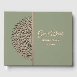 Livro De Visitas Mandala clássica do Elegante Moderno Verde e do Ou