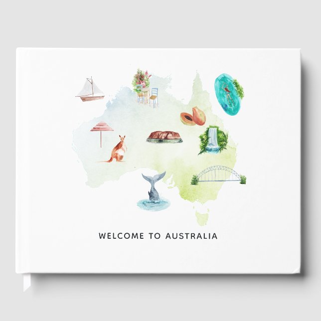 Livro De Visitas Mapa da Austrália Bem-vindo (Frente)