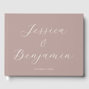 Livro De Visitas Maquete Elegante de Script Dusty Minimalista Perso
