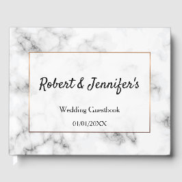 Livro De Visitas Marble e casamento elegante dourado