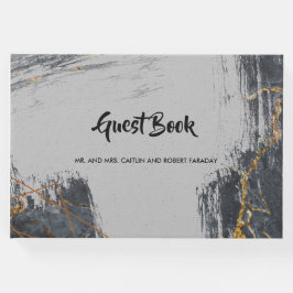 Livro De Visitas Marble Glitter Geométrico
