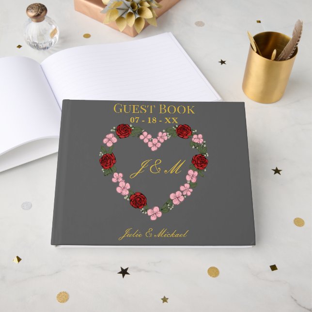 Livro De Visitas mariage gris (Frente aberta)