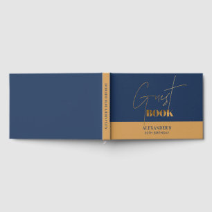 Livro De Visitas Marinha Chic e Dourado Escrito de Aniversário Obri