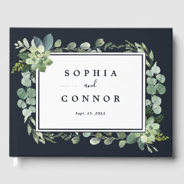 Livro De Visitas Marinho Azul de Meia-Noite Casamento Suculento