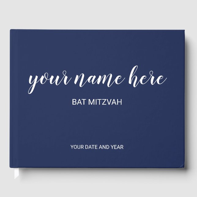 Livro De Visitas Marinho Blue Bat Mitzvah Guestbook (Frente)