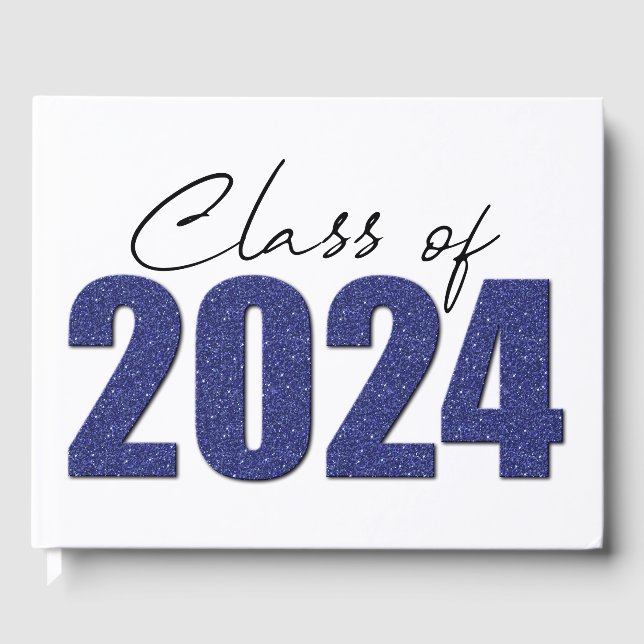 Livro De Visitas Marinho Blue Glitter Classe de 2024 (Frente)