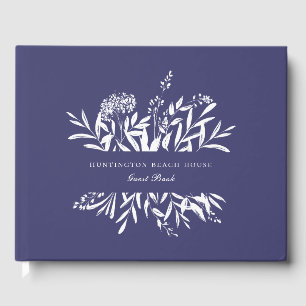 Livro De Visitas Marinho Botânico Elegante Página inicial de férias