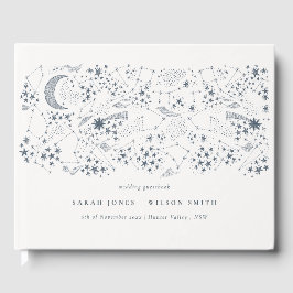Livro De Visitas Marinho Celestial Starry Night Moon Casamento