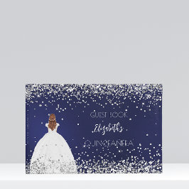 Livro De Visitas Marinho de Quinceanera com brilho azul