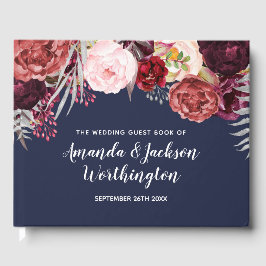 Livro De Visitas Marinho Fall Marsala Blush Peony Weding Guest Book