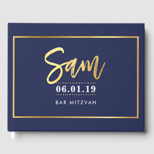 Livro De Visitas Marinho moderno das MEMÓRIAS do BAR MITZVAH + SAM