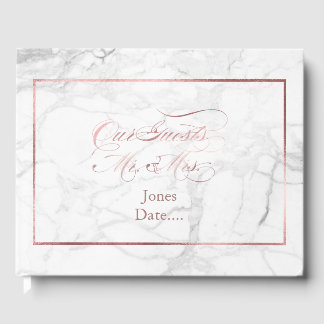 Livro De Visitas Mármore PixDezines+Rosa Faux Dourado