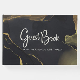 Livro De Visitas mármore preto e Dourado