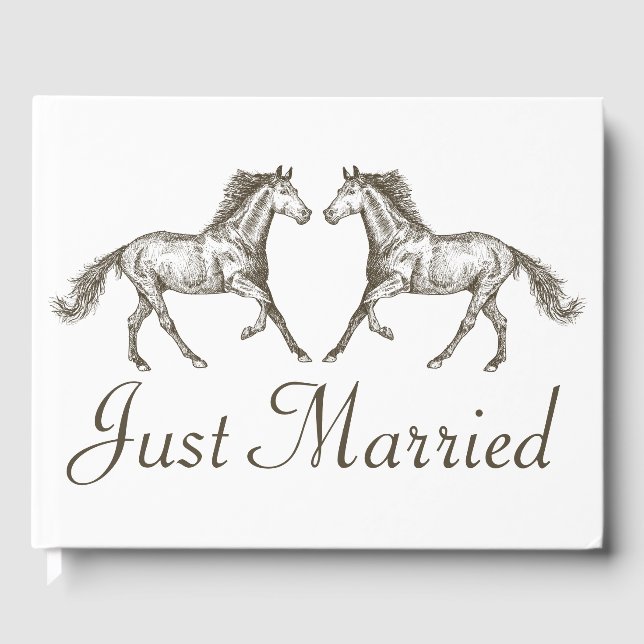 Livro De Visitas Marrom Russo Recem casados de Cavalo de Casamento  (Frente)