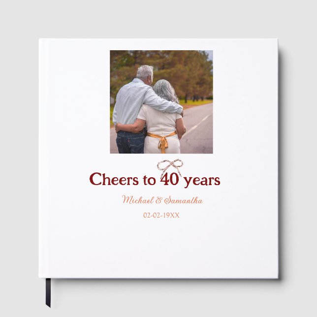 Livro De Visitas Marron arco aplaude 40 anos de casamento (Frente)