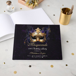 Livro De Visitas Masquerade Mask Gold Purple Dramatic 50th Birthday