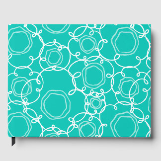 LIVRO DE VISITAS MATRIZ FLORAL ABSTRATA EM TEAL