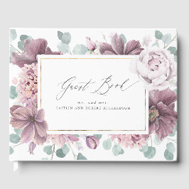 Livro De Visitas Mauve Floral Elegant Wedding