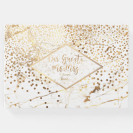 Livro De Visitas MÁXIMA BRANCA PixDezines+FAUX DOURADO CONFETTI