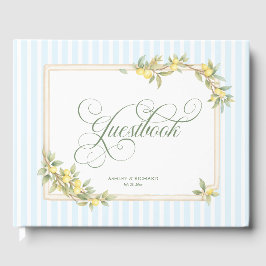 Livro De Visitas Mediterranean Lemon Coastal Stripe Wedding