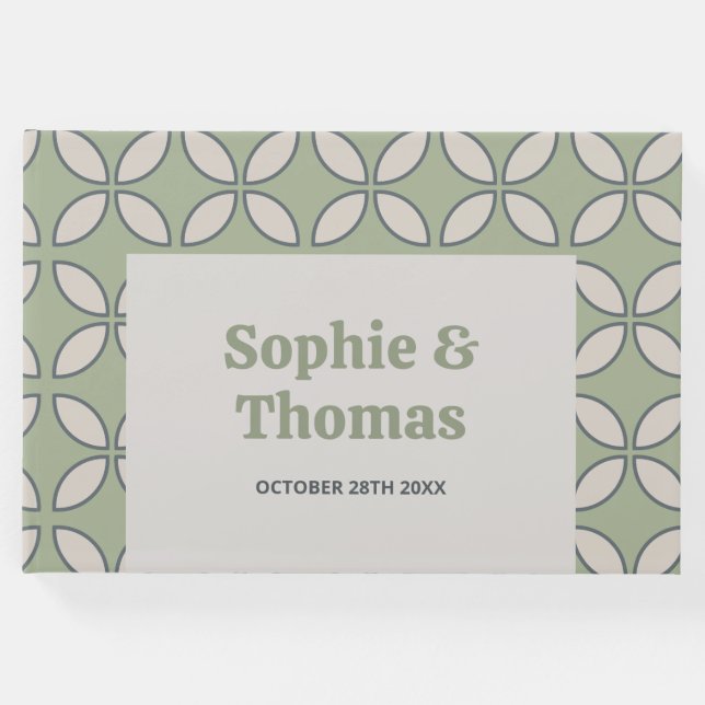 Livro De Visitas Meio século Mod Retro Wedding Olive Green (Frente)