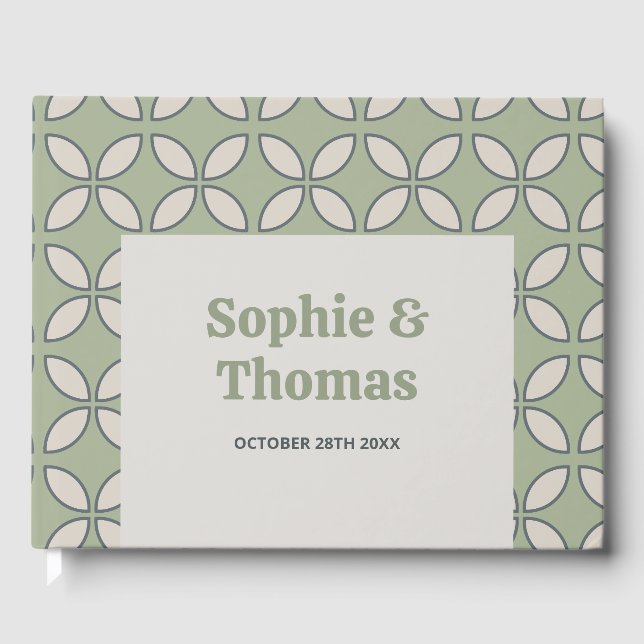 Livro De Visitas Meio século Mod Retro Wedding Olive Green (Frente)