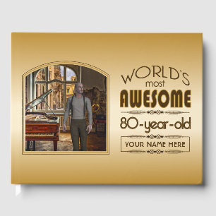 Livro De Visitas Melhor Foto Personalizada do Mundo de 80 de Aniver