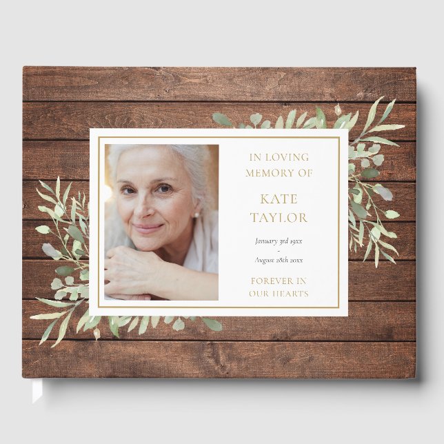 Livro De Visitas Memória Amorosa de Madeira Rústica Fotografia Fune (Frente)