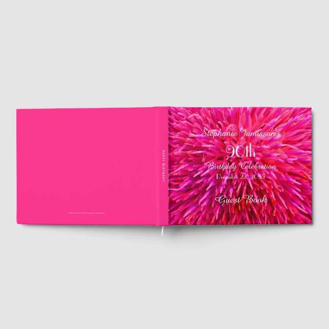 Livro De Visitas Memória de Festa de aniversário rosa-rosa e quente (Completo)