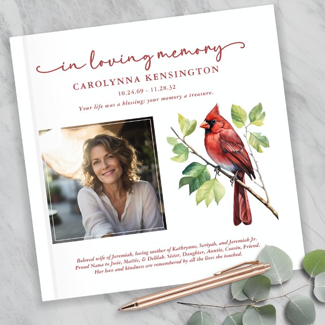 Livro De Visitas Memória Funeral Memorial do Cardeal Amante (Cardinal Loving Memory Funeral Memorial Square Photo Guest Book)