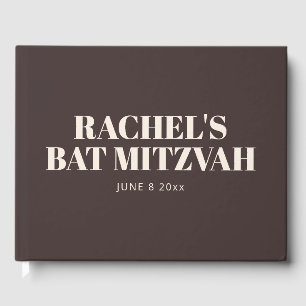Livro De Visitas Memória Personalizada de Bat Mitzvah Marrom Modern