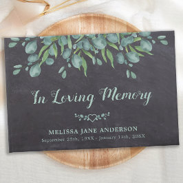 Livro De Visitas Memória Rustic Loving Eucalyptus Memorial Funeral