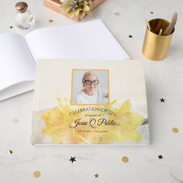 Livro De Visitas Memorial da Vida dos Daffodils Amarelos (Frente aberta)