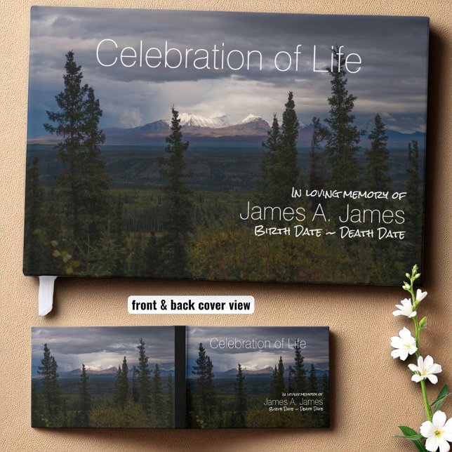 Livro De Visitas Memorial de Fotografias do Alasca em Montanhas Ilu (Guestbook front template cover and back cover design.)