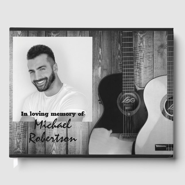 Livro De Visitas Memorial de Guitarras Elétricas em Preto e Branco (Frente)